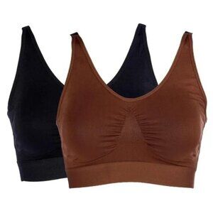 Rhonda Shear 2 Pack Crossback Ahh Bra Size Large Stretch Mahogany Black 666.20